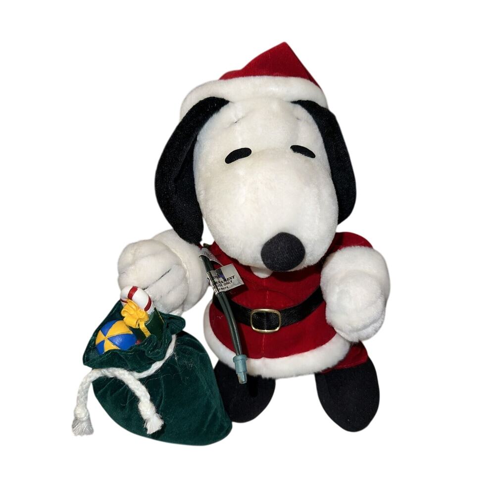 Peanuts Snoopy Santa Mini Lights plug in Animated Plush Ornament MINTcond 12"